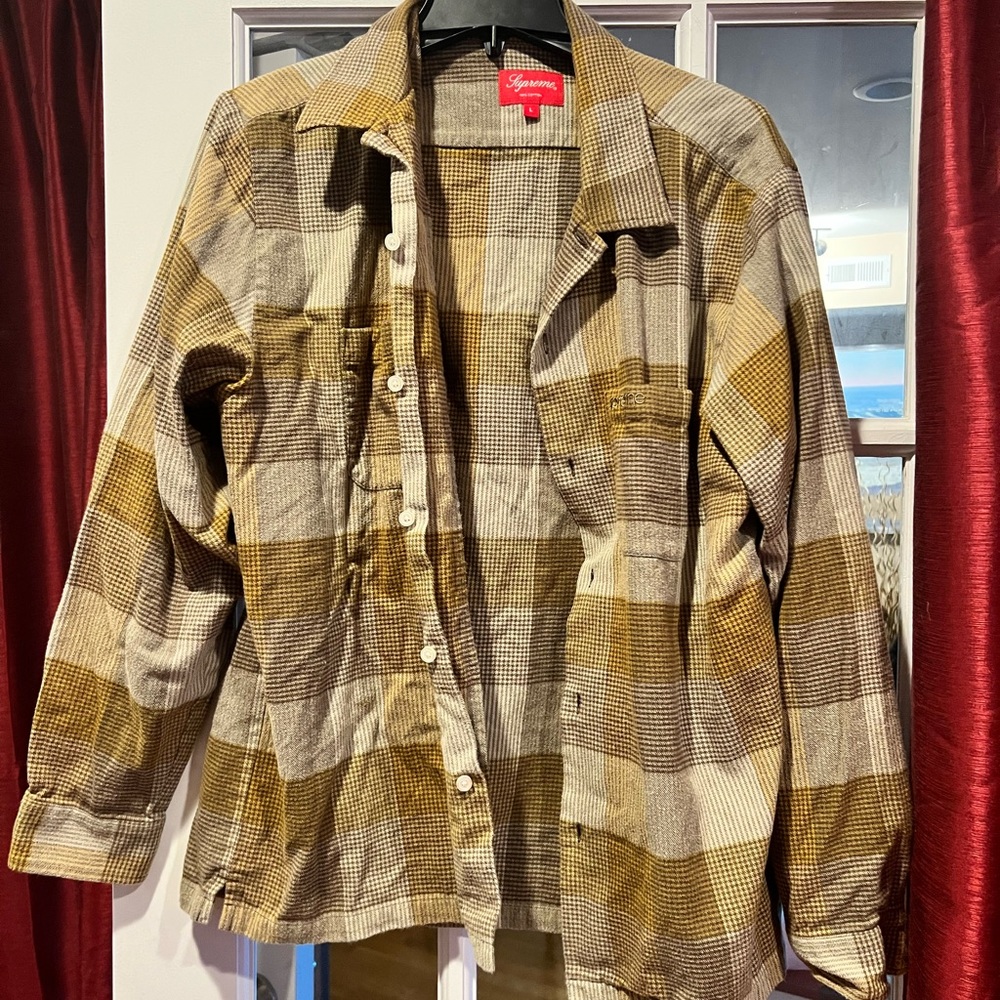 Supreme Plaid Shirt in Brown and Cream